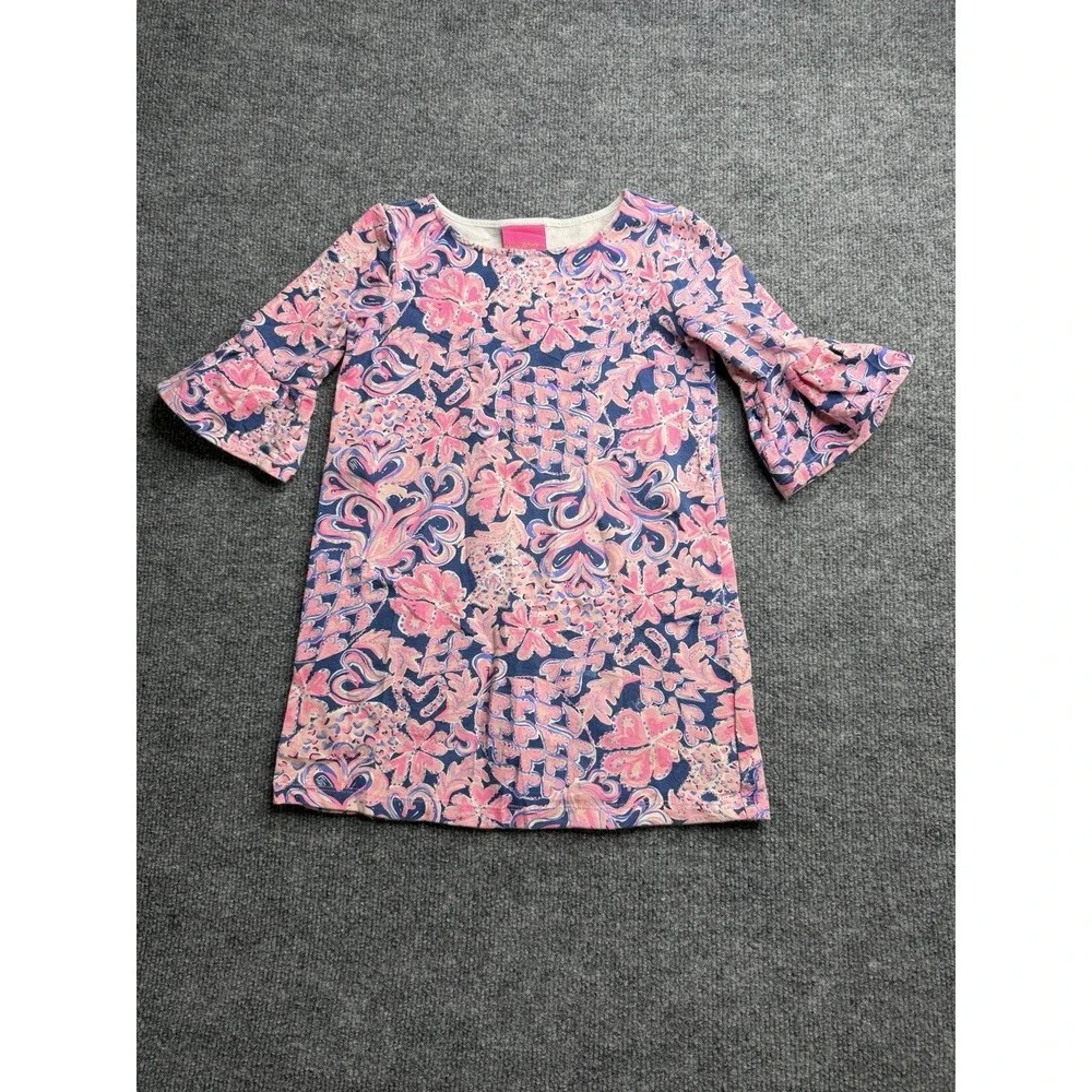 Lilly Pulitzer Sorrento Dress Girls S 4-5 Multicolor Bell Sleeve Shift Ruffle